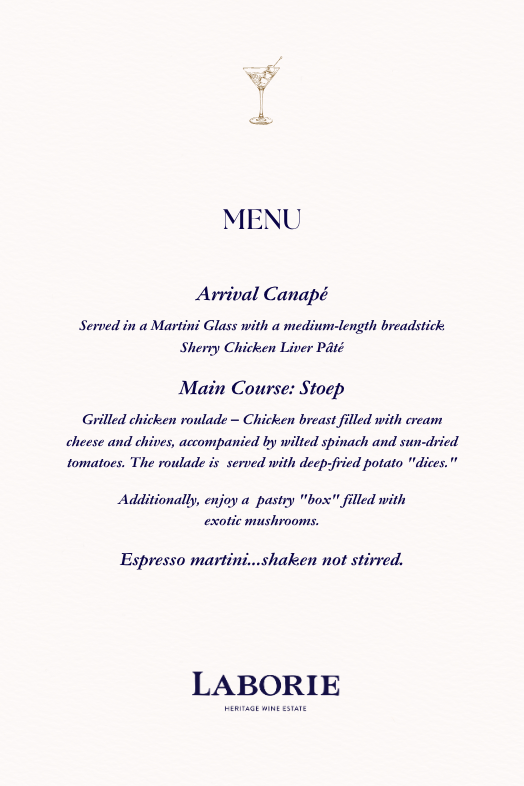 Casino Soirée Night Menu